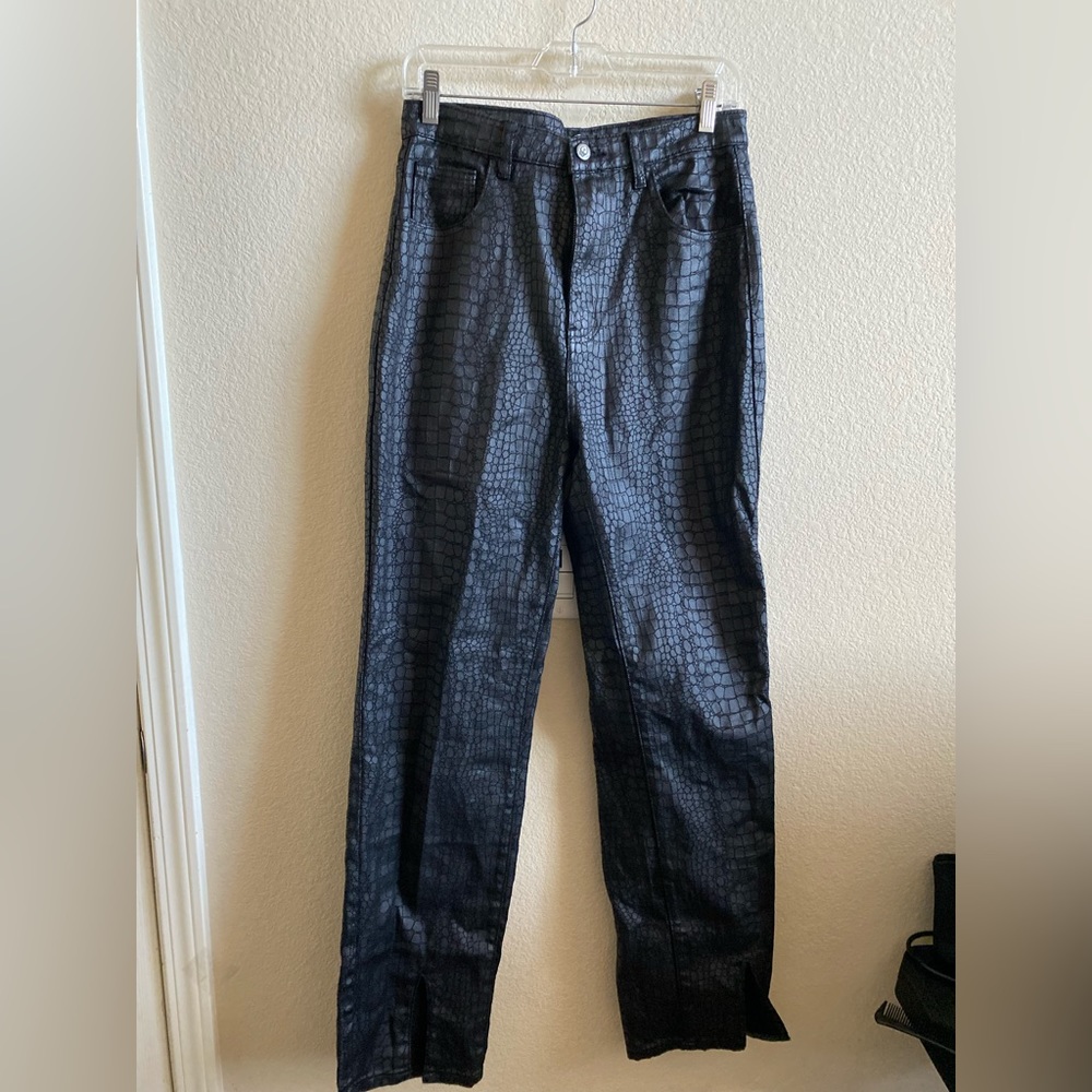 Croc embossed slick jeans